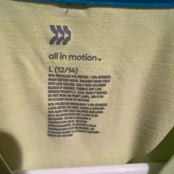 Boys All in Motion Long Sleeve Large 12/14 Neon Yellow - Picture 3 of 3
